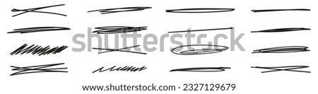 Line strikethrough elements. Underline Pen Doodle Stroke.Collection of hand-drawn strikethrough graphic markers. Vector isolated illustration