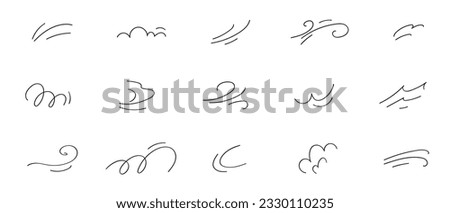 Doodle wind moving line. Breath of the typhoon. Flat Vector isolated illustration