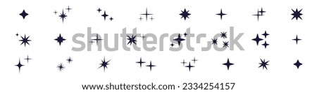 Twinkle christmas icon. Magic Shine. Sparkling line, doodle twinkling stars. Isolated vector illustrations on white background.