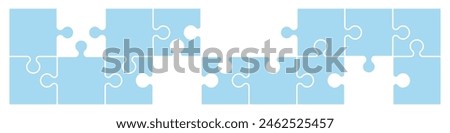 Jigsaw puzzle template pieces, pattern for game backgrounds. Flat vector illustration isolated on white background.