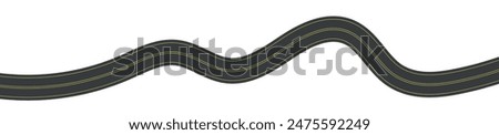 Wavy road with winding curves and horizontal path. Top view of race track and highway. Flat vector illustration isolated on white background.