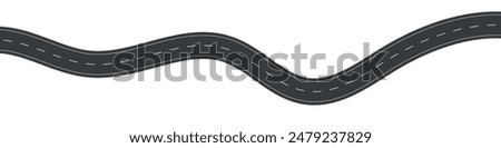 Wavy road with winding curves and horizontal path. Top view of race track and highway. Flat vector illustration isolated on white background.