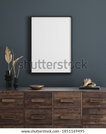 Mockup poster frame in modern interior background, 3d render