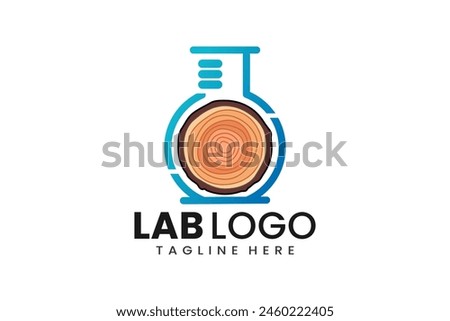 Flat modern simple wooden trunk laboratory logo template icon symbol vector design illustration