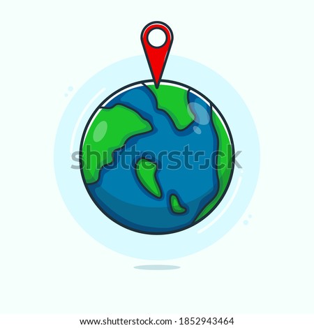 Earth and current location icons illustration Premium Vector