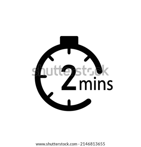 2 minutes timer, stopwatch or countdown icon. Time measure. Chronometr icon. Stock Vector illustration isolated on white background.