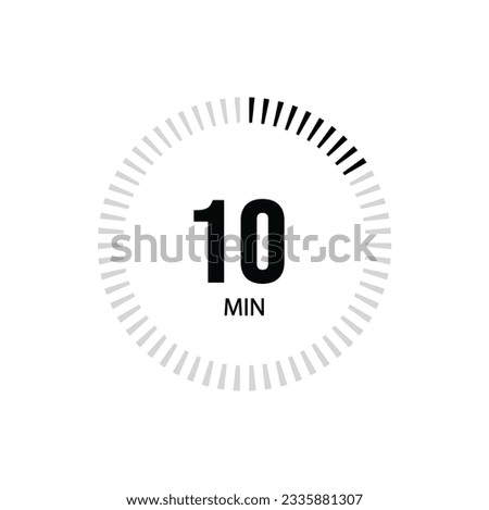 10 Minute timer clock. 10 min stopwatch icon countdown time digital stop chronometer.