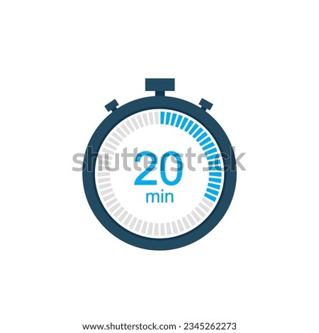 20 minutes countdown timer or digital counter timer clock vector icon. 20 min Stopwatch vector icon, digital timer.