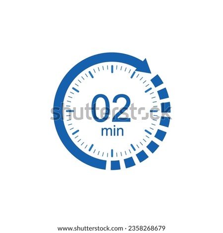 Timer 2 min icon, 2 min Digital Countdown Timer Vector Icon.