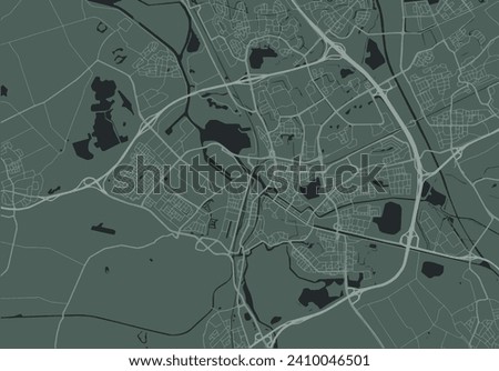 Vector city map of Den Bosch in the Netherlands with white roads isolated on a green background.