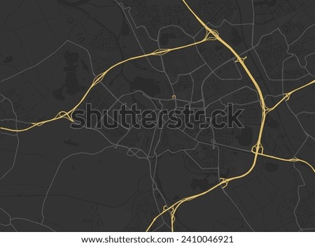 Vector city map of Den Bosch in the Netherlands with yellow roads isolated on a brown background.