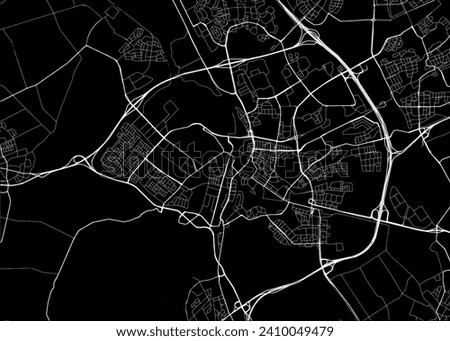 Vector city map of Den Bosch in the Netherlands with white roads isolated on a black background.