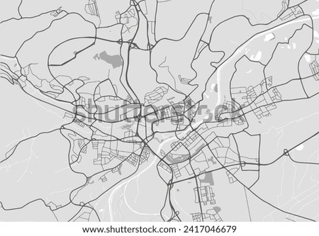 Vector city map of Ulm in the Germany with black roads isolated on a grey background.