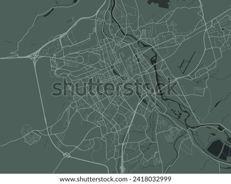 Vector city map of Nancy in the France with white roads isolated on a green background
