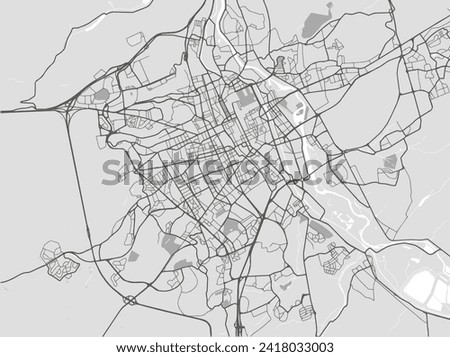 Vector city map of Nancy in the France with black roads isolated on a grey background.