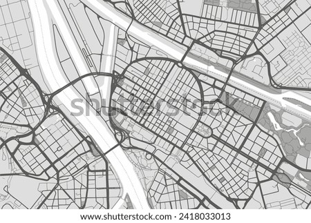 Vector city map of Mannheim Zentrum in the Germany with black roads isolated on a grey background.