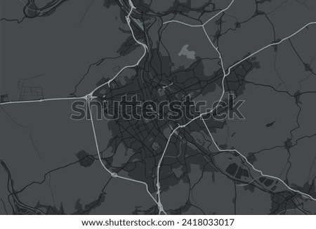 Vector city map of Nancy in the France with white roads isolated on a grey background.