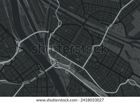 Vector city map of Mannheim Zentrum in the Germany with white roads isolated on a grey background.