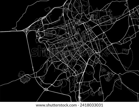 Vector city map of Nancy in the France with white roads isolated on a black background.