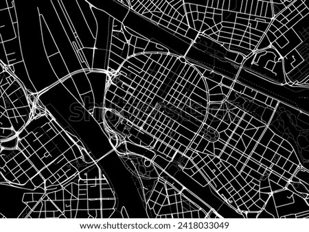 Vector city map of Mannheim Zentrum in the Germany with white roads isolated on a black background.