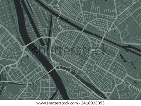 Vector city map of Mannheim Zentrum in the Germany with white roads isolated on a green background.