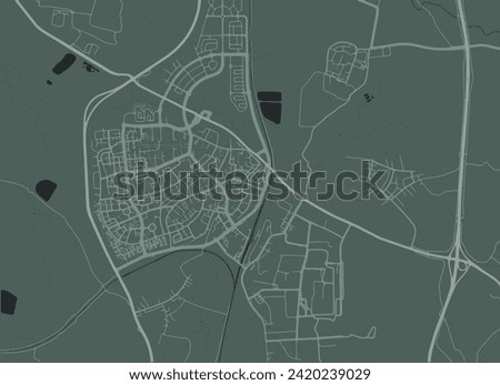 Vector city map of Kiryat Gat in Israel with white roads isolated on a green background.