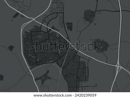 Vector city map of Kiryat Gat in Israel with white roads isolated on a grey background.