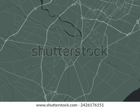Vector city map of Villarreal in Spain with white roads isolated on a green background