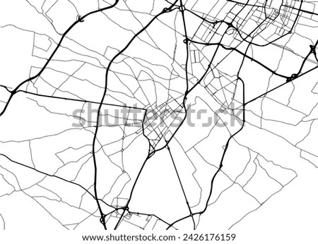 Vector city map of Villarreal in Spain with black roads isolated on a white background.
