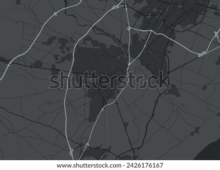 Vector city map of Villarreal in Spain with white roads isolated on a grey background.