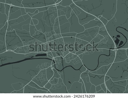 Vector city map of Preston in the United Kingdom with white roads isolated on a green background.