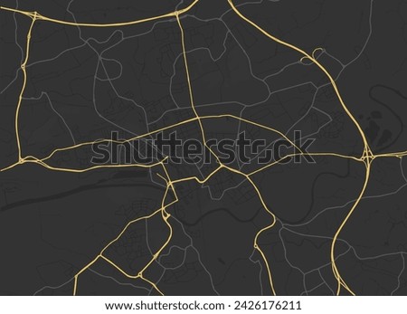 Vector city map of Preston in the United Kingdom with yellow roads isolated on a brown background