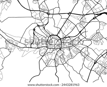 Vector city map of Aachen in the Germany with black roads isolated on a white background.