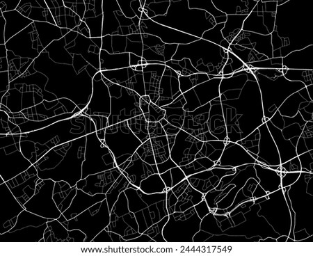 Vector city map of Bochum in Germany with white roads isolated on a black background.