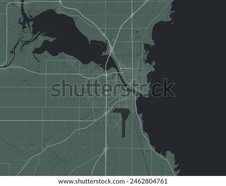 Vector city map of Oshkosh Wisconsin in the United States of America with white roads isolated on a green background.