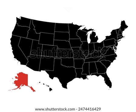 Alaska vector map. High detailed illustration. United state of America country.