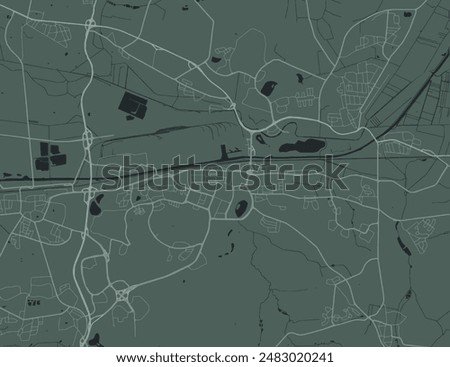 Vector city map of Wolfsburg in Germany with white roads isolated on a green background.