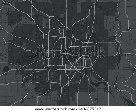 Vector city map of Twin cities Minnesota in the United States of America with white roads isolated on a grey background.