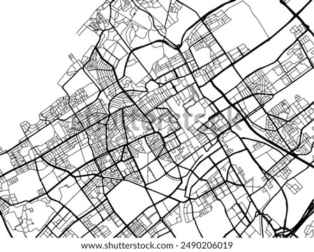 Vector city map of Den Haag in the Netherlands with black roads isolated on a white background.