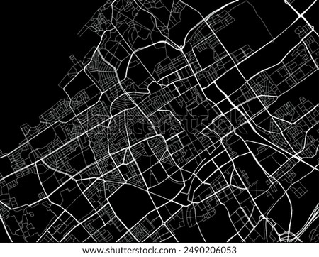 Vector city map of Den Haag in the Netherlands with white roads isolated on a black background.