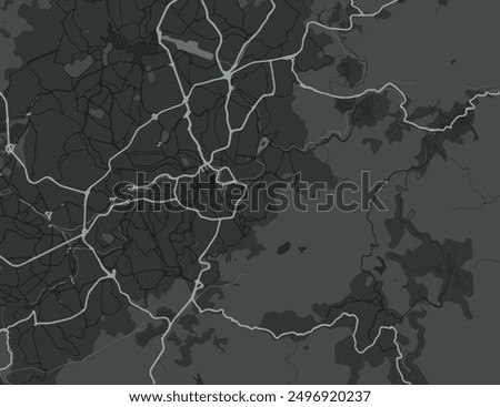 Vector city map of Belo Horizonte in Brazil with white roads isolated on a grey background.