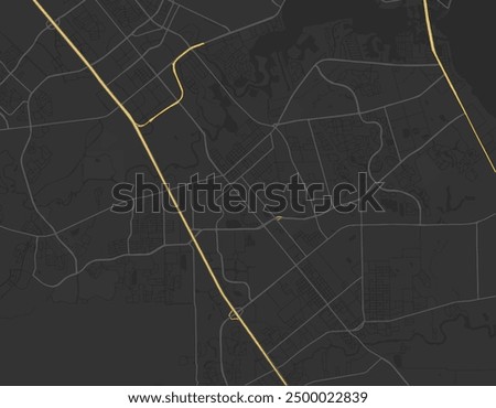 Vector city map of League City Texas in the United States of America with yellow roads isolated on a brown background.