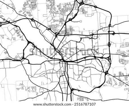 Vector city map of Syracuse New York in the United States of America with black roads isolated on a white background.