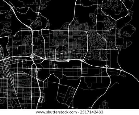 Vector city map of Sparks Nevada in the United States of America with white roads isolated on a black background