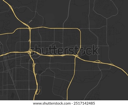 Vector city map of Sparks Nevada in the United States of America with yellow roads isolated on a brown background.