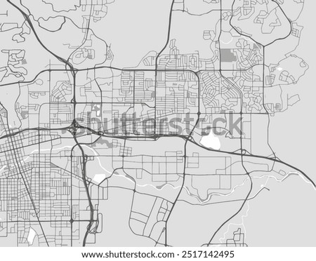 Vector city map of Sparks Nevada in the United States of America with black roads isolated on a grey background.