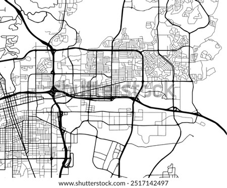 Vector city map of Sparks Nevada in the United States of America with black roads isolated on a white background.