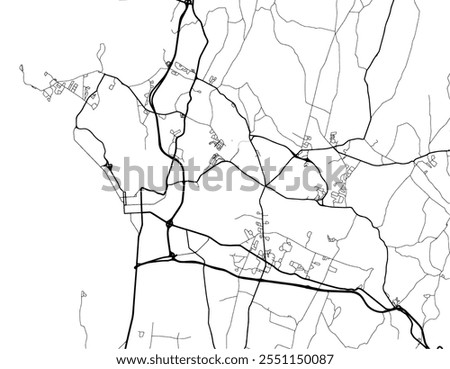 Vector city map of Burlington Vermont in the United States of America with black roads isolated on a white background.