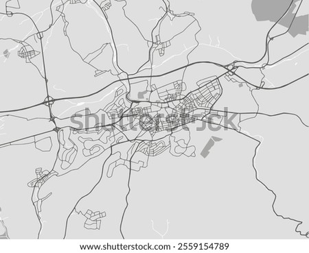 Vector city map of Kaiserslautern in Germany with black roads isolated on a grey background.