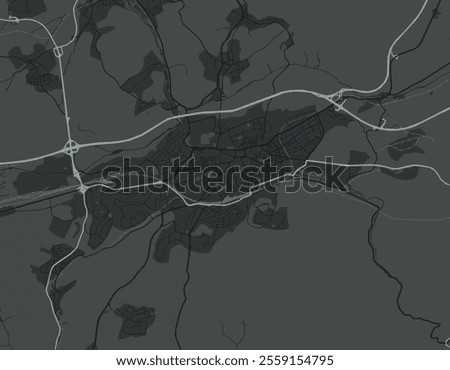 Vector city map of Kaiserslautern in Germany with white roads isolated on a grey background.